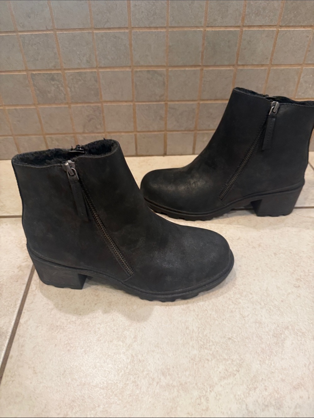 Girls Black Ankle Boots with Side Zipper